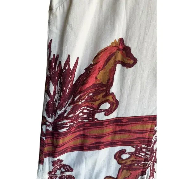 Women's Sleeveless Maxi Cream 100% Cotton equestrian dress Horse Print Small - Picture 2 of 11